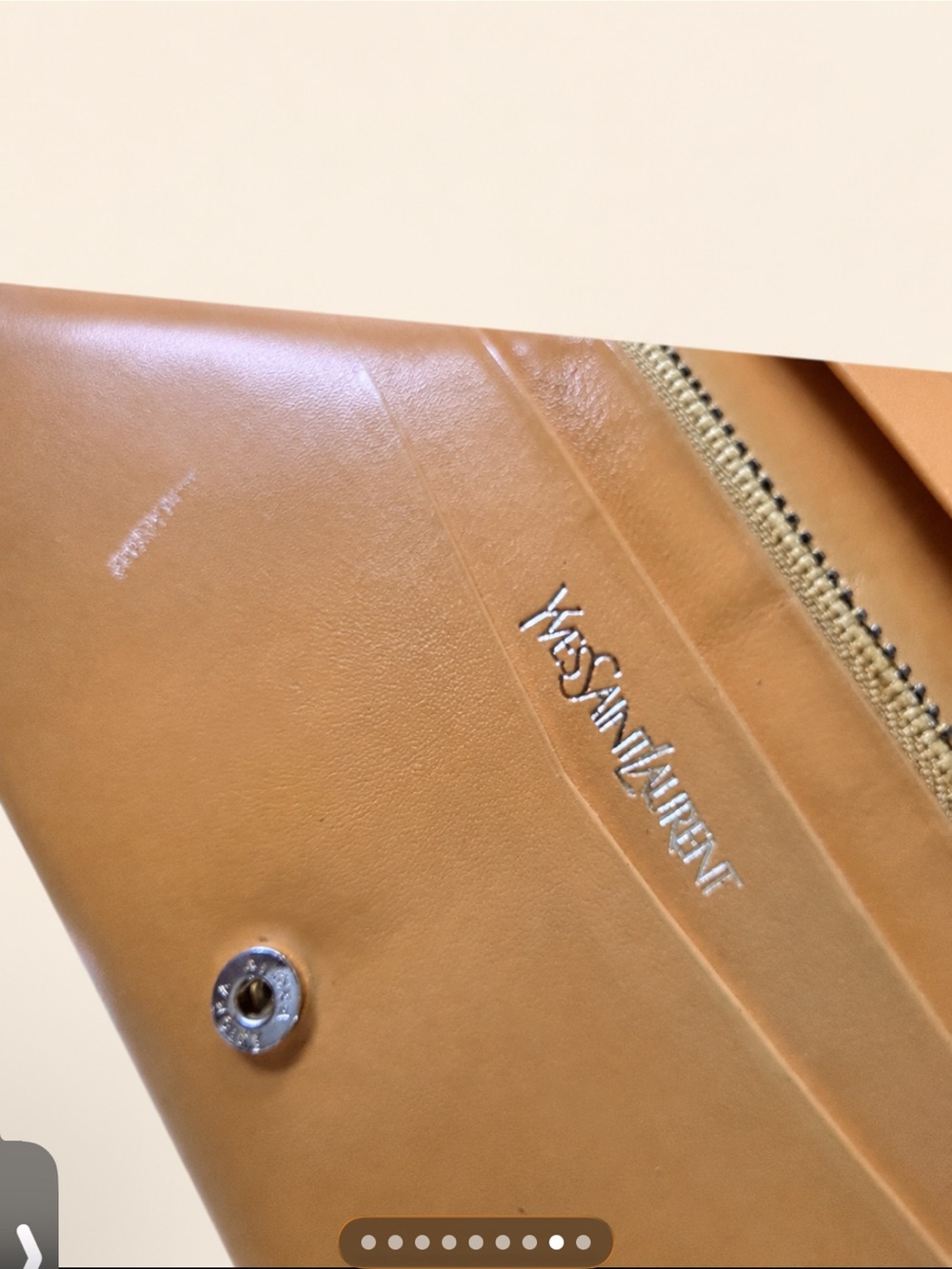 YSL Yves Saint Laurent Mustard Leather Embossed Wallet - Picture 9 of 10